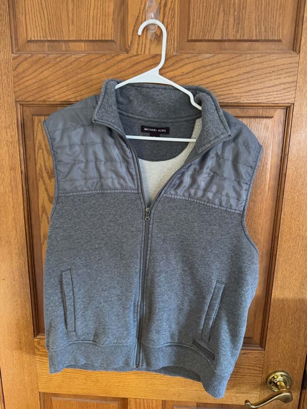 Michael Kors Men's Full Zip Quilted Fleece Lined Vest Gray Size L